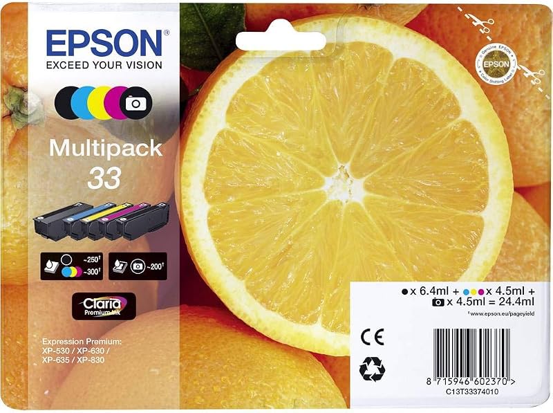 Epson Inkjet Cartridges Black Cyan Magenta Yellow Standard Capacity Multipack