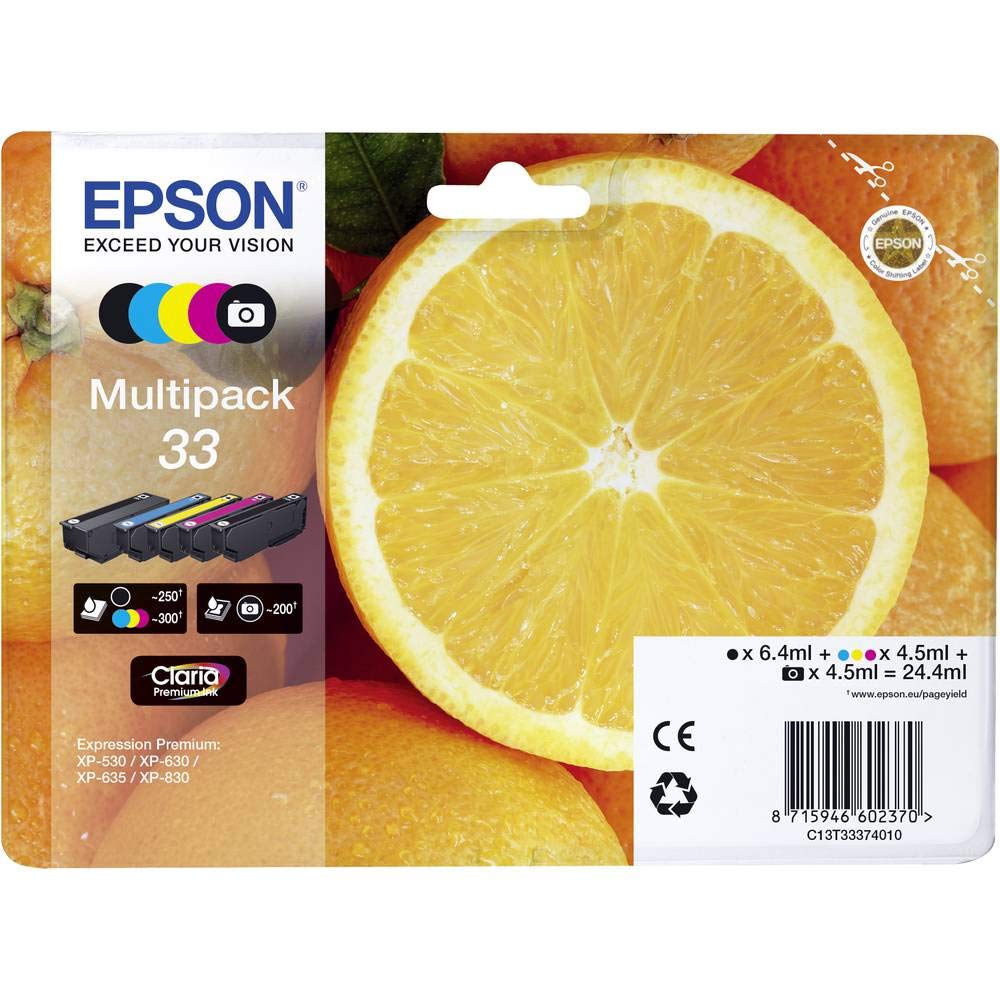Epson Inkjet Cartridges, Black/Yellow/Magenta/Cyan, Standard Capacity