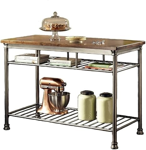 Amazon Com Industrial Style Kitchen Island Storage Cart Wooden