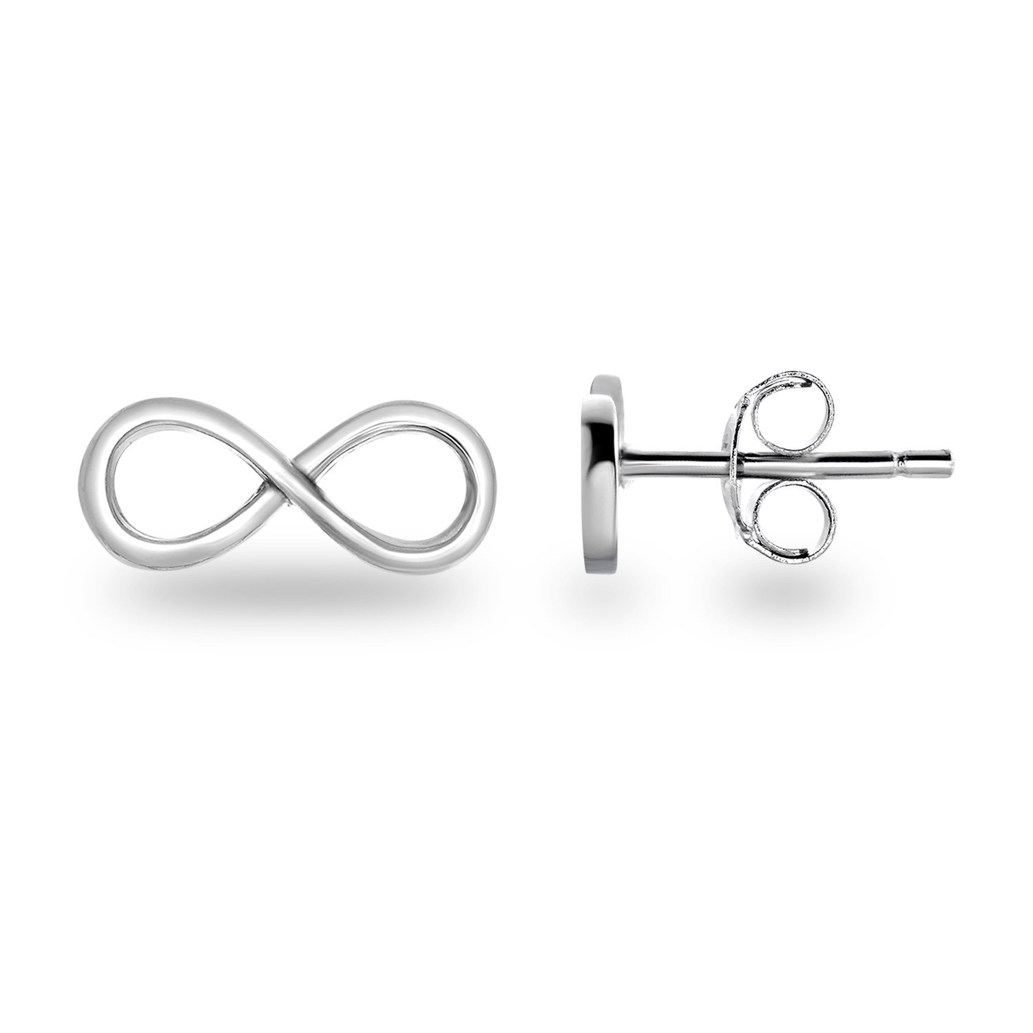 Spoil Cupid Rhodium-Plated Sterling Silver Plain Infinity Symbol Stud Earrings