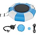 VEVOR Inflatable Water Bouncer, 6.5ft Recreational Water Trampoline, Portable Bounce Swim Platform with 3-Step Ladder & Electric Air Pump, Lake, Water Sports,Kids Adults Floating Rebounder for Pool