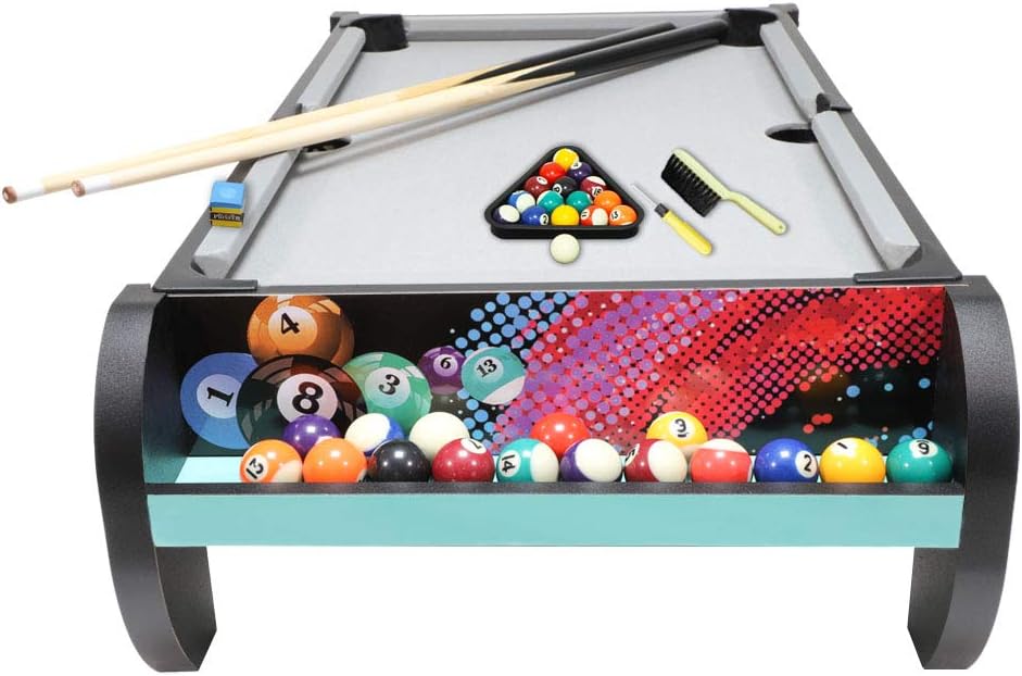 Tabletop Pool Set -Billiards Table Game Set, Mini Pool Table for Premium Tabletop Billiards Mini Snooker Game Set Travel-Size Billiards Table top with Balls, Cues, and Rack: Sports & Outdoors
