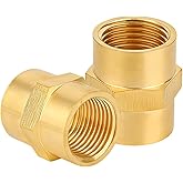 2pcs Brass Pipe Fitting NPT Coupler | Heavy Duty 1/2" x 1/2" NPT Hex Coupler Pipe Fitting for Air Water Gas Oil