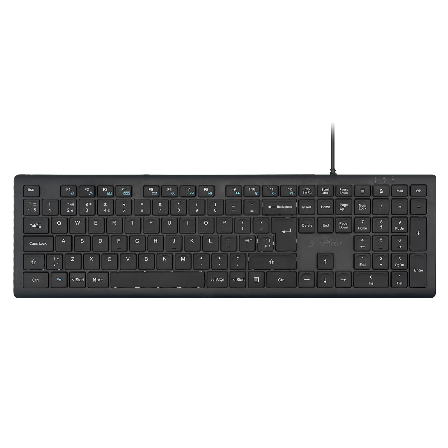 Perixx PERIBOARD-210II Full-Size Wired USB-A Keyboard - Scissor Switch Keys, Robust Design, UK Layout - Black