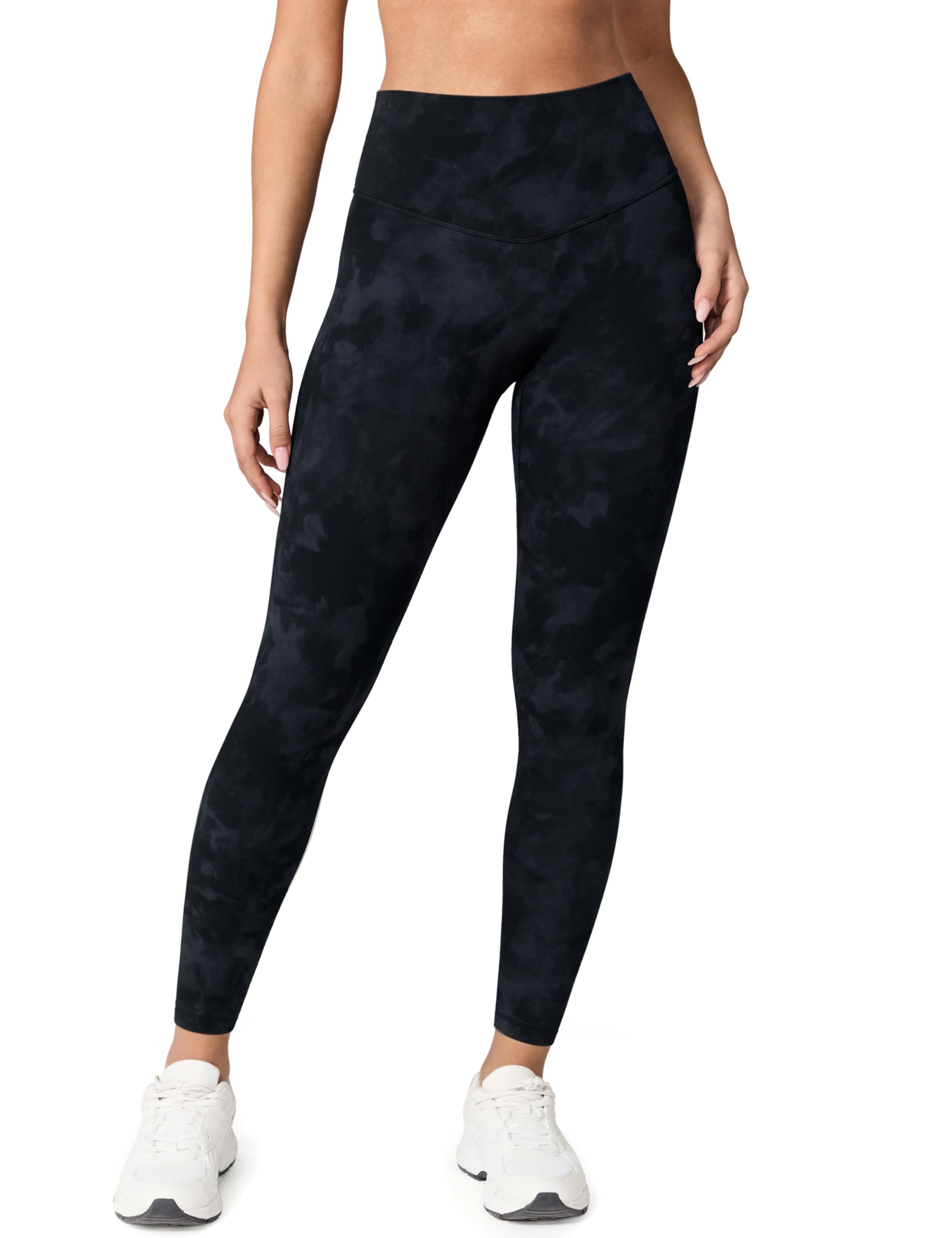 UNISSU Hugcurve No Front Seam High Waisted Workout Leggings for Women Buttery Soft Yoga Pants Gym Athletic Tights - 25'' Black Ink Tie Dye XX-Small Image