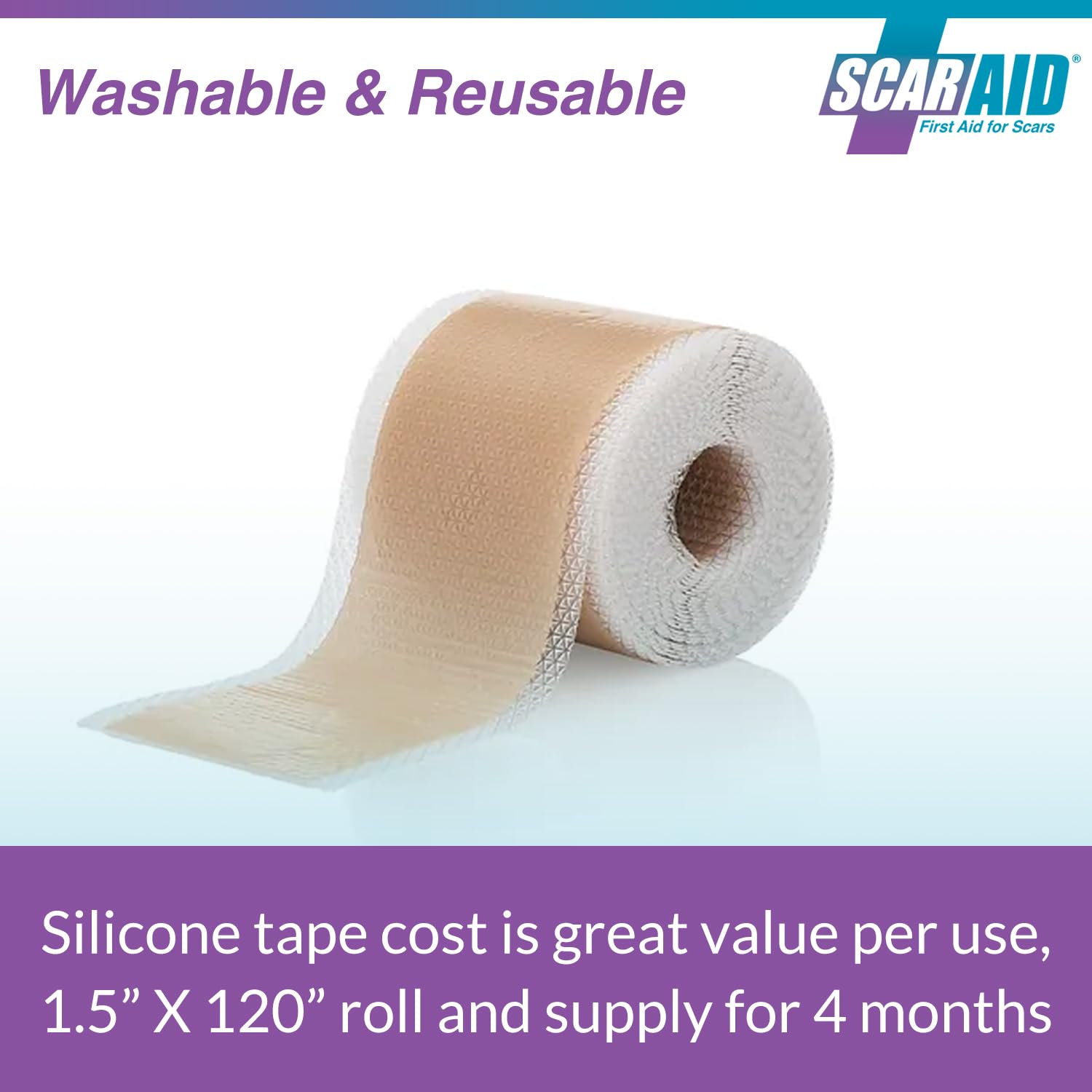 Custom-Fit Silicone Scar Tape – Washable & Reusable Silicone Tape for C Section, Keloid, Mastectomy, Acne, Surgical Scars & More - Flexible, Breathable & Gentle on All Skin Types – 1.5