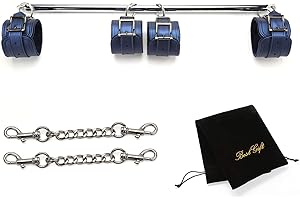 EXREIZST Expandable Spreader Bar Set with 4 Soft Fur Leather Straps Adjustable Exercise Sports Fitness Training Tool Kit, Black