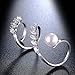 dnswez White Pearl CZ Cubic Zirconia Spiral HalfFull Finger Statement Cocktail Ring Size 7/8
