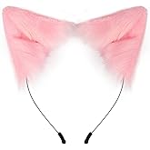 QinRuan Cat Fox Faux Fur Ears Headband Cute Halloween Fancy Dress Cosplay Handmade Animal Furry Ears Hair Hoop