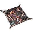 Siarnew PU Leather Jewelry Tray, Valet Tray Catchall Storage Dish Plate, Entryway Desk Organizer for Phone, Keys, Wallet, Watch - Mushroom