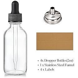 4 Pcs, 2 oz Clear Eye Dropper Bottles with 1