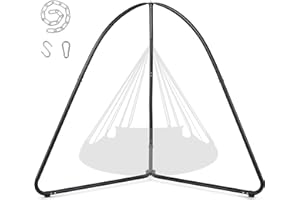 SUNCREAT Tripod Hanging Chair Stand – 400lbs Capacity, Heavy Duty Steel, Rust Resistant, Stable Hammock Frame for Air Porch, Indoor/Outdoor Use – Swing Not Included, Black