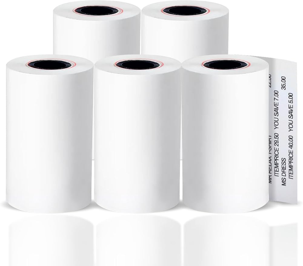 G4GADGET 5x 57x40mm Thermal Till Rolls Red Warning Stripe 5 Rolls