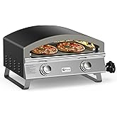 Q PIZZA 25" Large Propane Pizza Oven, 2-Burner Gas Pizza Maker, PS103 | Versatile Grill Stove with 19" Baking Stone for Steak Meat Seafood, Propane Grill Oven for Outdoor Cooking