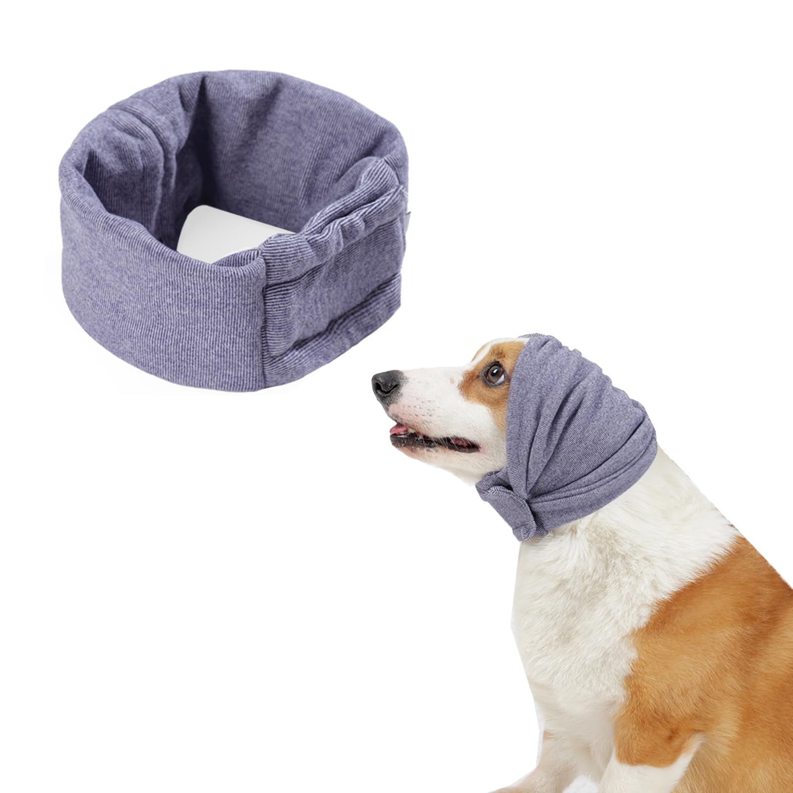 Dog Snood Ear Protectors Comfort Pet Ear Muffs Noise Protection Calming Hood Dog Neck and Ears Warmer Ear Covers for Anxiety Relief and Calming (Purple, M)