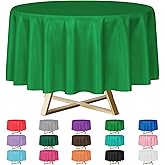 YSYJ 12 Pack Green 84 Inch Disposable Plastic Tablecloths Round Table Cloth Plastic Table Cover for Parties