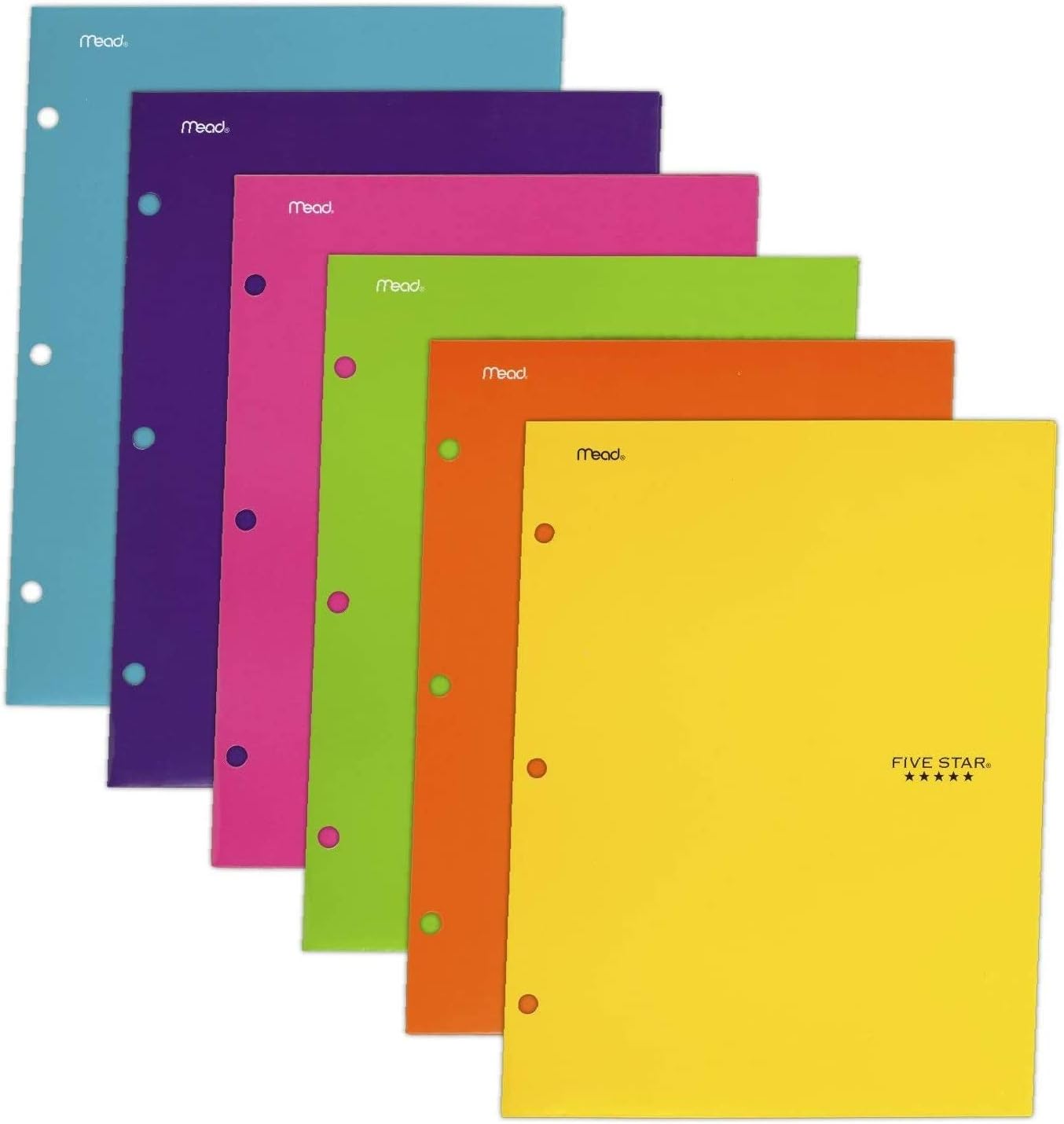 Five Star 4 Pocket Folders, 2 Pocket Folders plus 2 additional Pockets, Assorted Colors, 6 Pack (38056) : Office Products