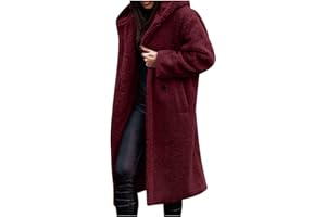 SEAOPEN Womens Winter Coat Faux Fur Jacket Casual Open Front Lapel Long Cardigan Button Down Overcoat Teddy Warm Outwear