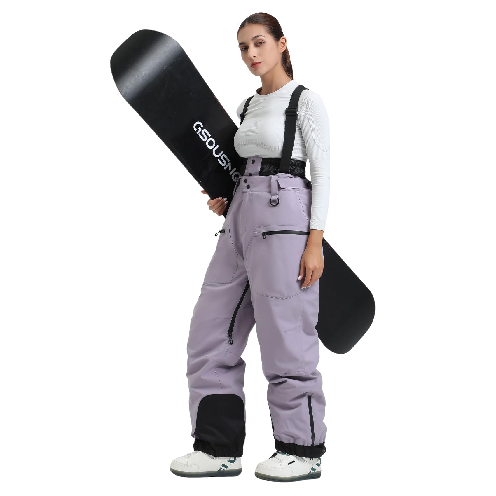 Photo 1 of GSOU SNOW Womens Baggy Snowboard Pants Ski Bibs Snow Loose Overalls Waterproof Windproof Insulated Warm
