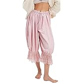 Alyweatry Women Ruffle Long Bloomers Elastic Waist Lace Patchwork Pettipants Pantaloons Cropped Slip Pants Streetwear