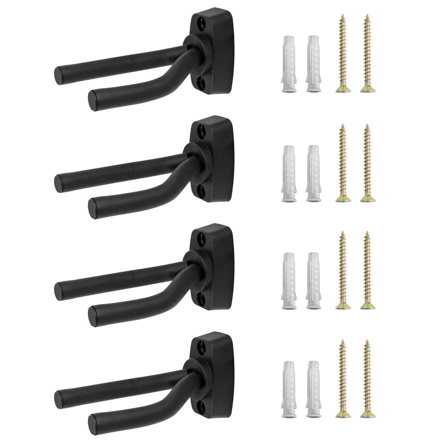 QWORK® Guitar Hanger Hook Holder, Guitar Wall Mount Stand Display Bracket with Screws for Guitars, Bass, Banjo, Ukulele, Pack of 4