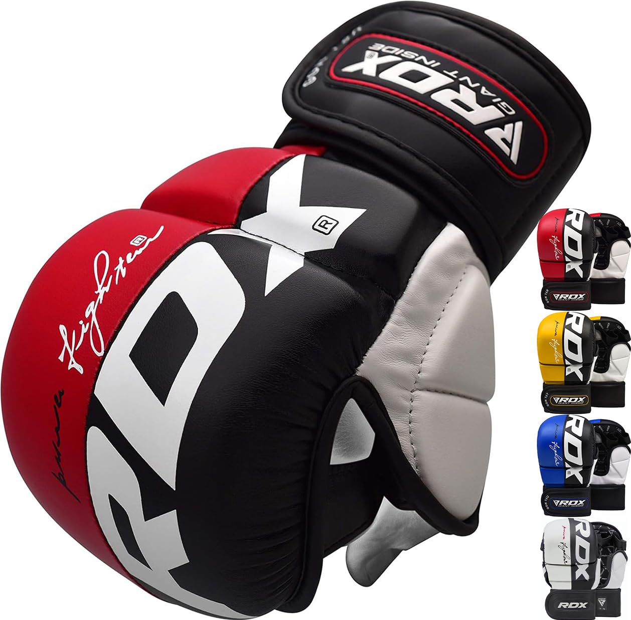 RDX MMA Sparring Gloves Martial Arts, Muay Thai, Kickboxing, Ventilated Open Palm for Grappling, Karate Mitts for Adults