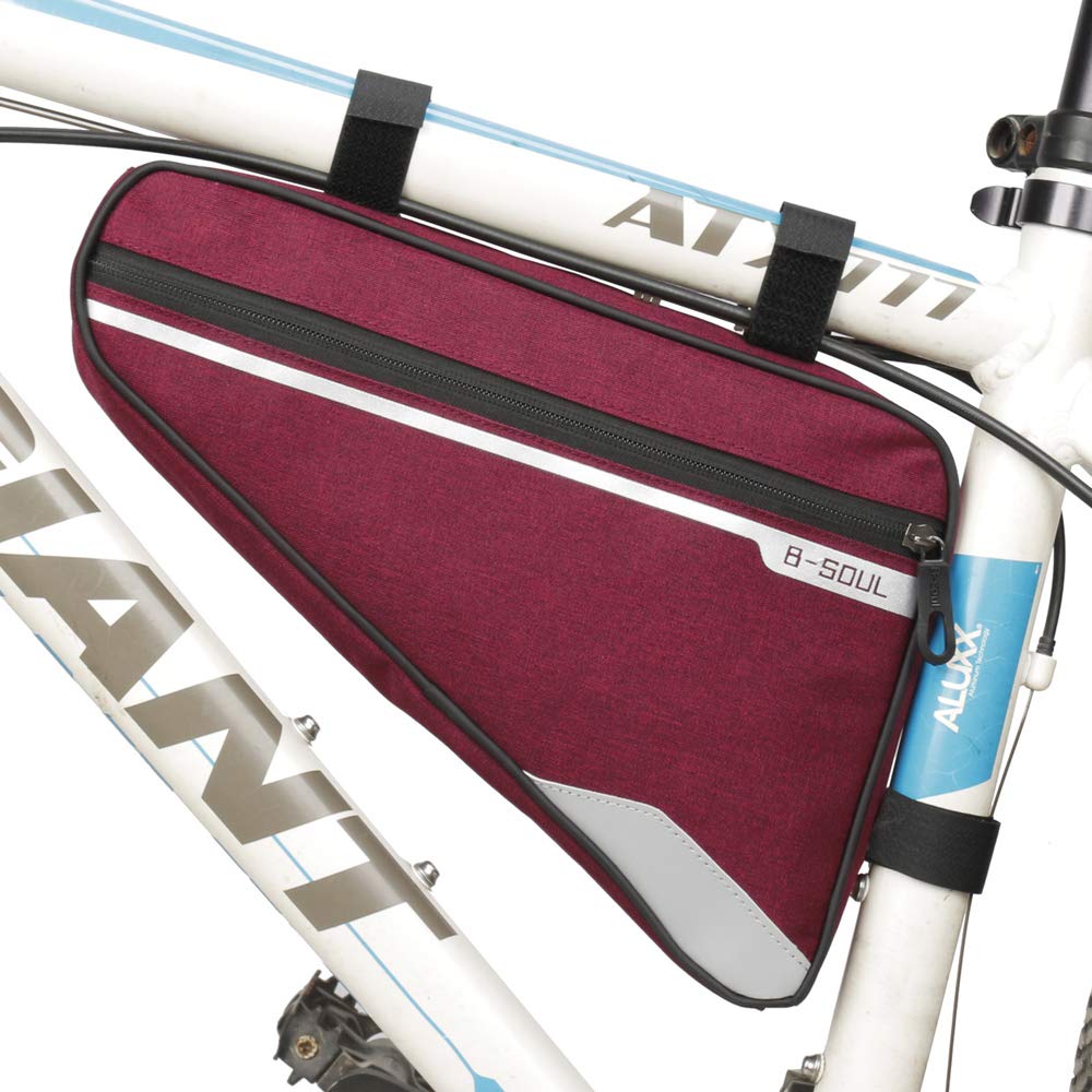 VOANZO Bike Storage Frame Bag, Waterproof Bicycle Triangle Bag Big Capacity Saddle Bag for Road Mountain Cycling 290 x 200 x 50 mm (Red)