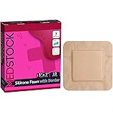 MEDSTOCK Silicone Foam Dressing with Border, 3"x3" (Pack of 10), Wound Care, Super Absorbent, Atraumatic Removal, Five Layers, Waterproof, Seals Wound Edges, No Adhesion Loss