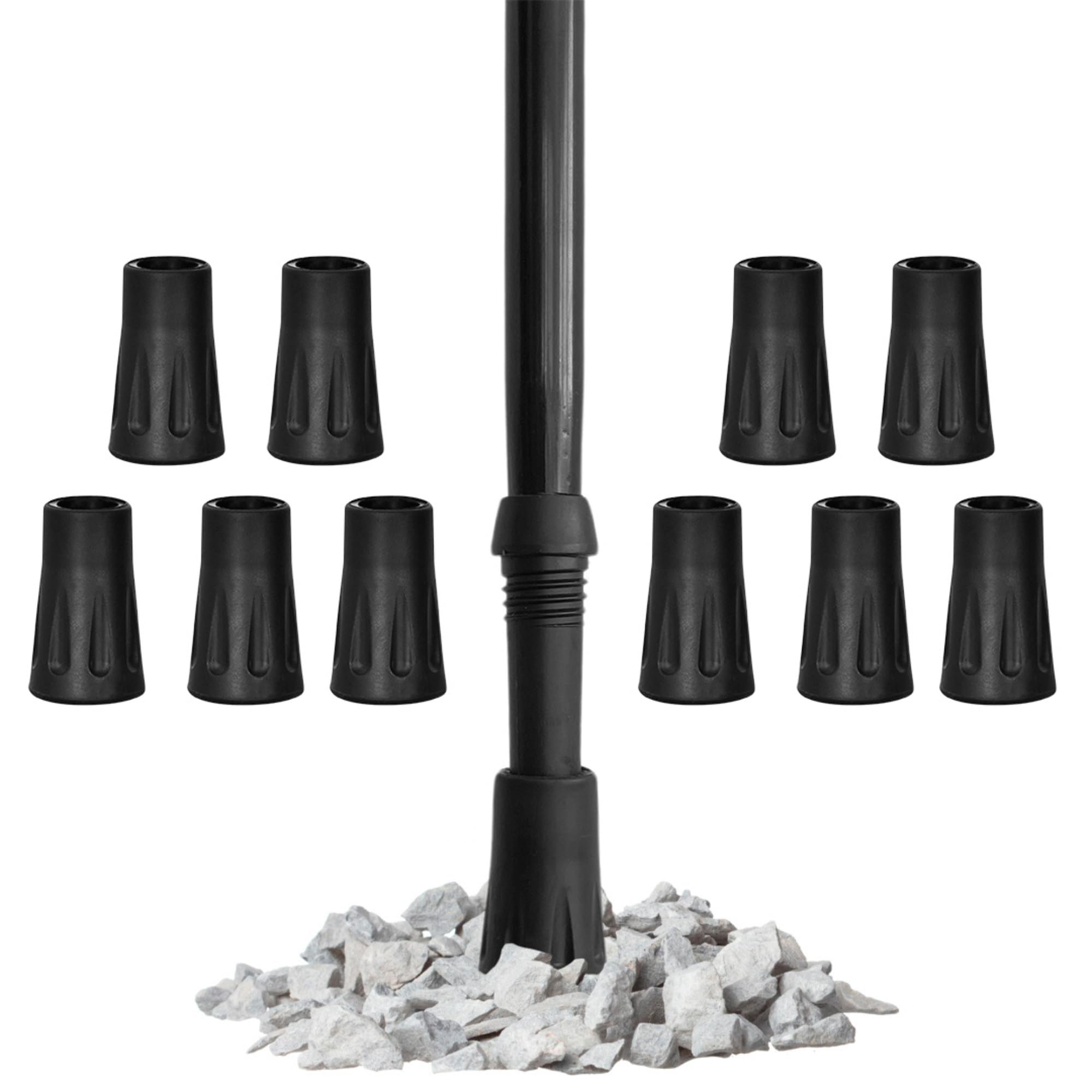 10pcs Rubber Tips for Trekking and Hiking Poles 12 mm, Rubber Plugs for Walking Trekking or Hiking Poles, Tips for Trekking Poles with Metal Ring