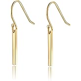 Gold Bar Earrings 18K Gold Plated Sterling Silver Bar Drop Earrings
