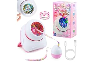 Pskfvre Electric Clay Bead Spinner, Bead Spinner for Jewelry Making, Beadact Clay Beads Bracelet Making Kit, DIY Bracelets, Necklaces Crafts Gift for Girls Ages 10+(Pink)