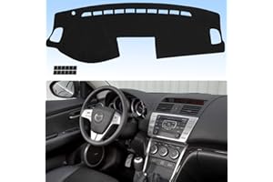 AUQDD Dashboard Cover Mat Fit for 2009 2010 2011 2012 2013 Ma-zda 6, Black Flannel Dash Mat, Anti-Glare, Anti-Reflection, No Peculiar Smell - Fits Vehicle Without HUD Models