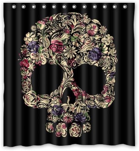 Sugar Skull Personalize Bath Curtain Waterproof Bathroom Shower Curtain 66" x 72"Perfect as Christmas gift-04