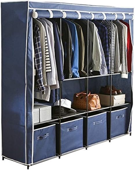 Amazon Co Jp アイリスプラザ ハンガー ハンガーラック ラック 収納 ワードローブ 幅174 高さ167cm ネイビー Wr G002 ホーム キッチン