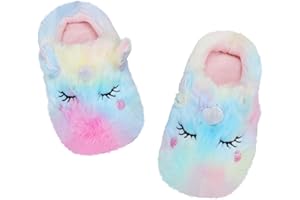ORTHOSHOES Girls Unicorn Slippers, Toddler No-Slip Cozy Soft House Slippers with Comfy Memory Foam House Shoes for Girls Bedroom Indoor Outdoor