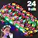 24 Pack LED Flower Headband Light Up Flower Wreath Headdress Glow in The Dark Party Favor Stick Glow Wreath Headband Flashing Garland for Women Teen Girls Party Supplies for Halloween Birthday Wedding