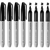 Peekoal Black Permanent Markers, 8 Pack Fine Tip, Quick Dry Marking Pens | Resists Fading, Smooth Flow, Leak-Proof Cap, for Office School Supplies