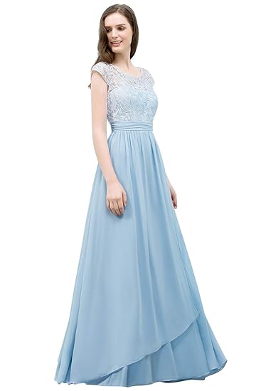 Misshow Konfirmationskleider A Linie Chiffon Kleider Maxi Kleid Hochzeit