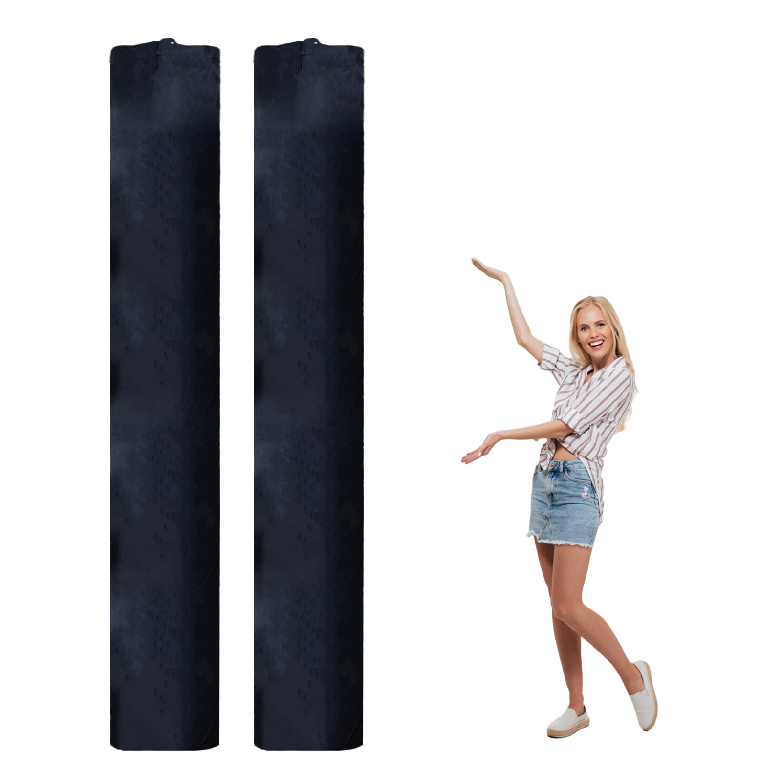 NICENEEDED 2 Pcs Jumbo Rug Storage Bag, Drawstring Rug Storage Pouch, Black Oxford Cloth Rolled Rugs Moving Bag Protection for Rolled Rug 24 x 130 Inch Large Drawstring Carpet Packing Bag