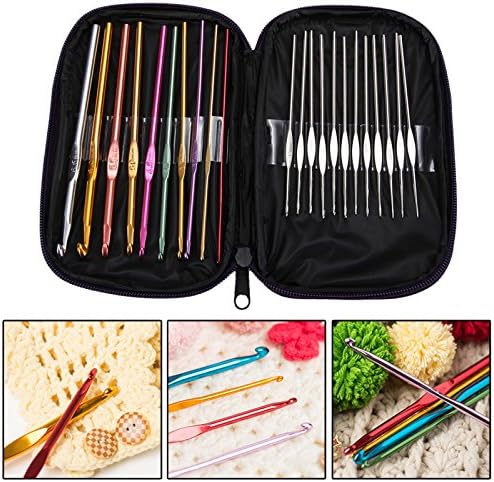 22Pcs Set Multi-colour Aluminum Crochet Hooks Knitting Knit Needle Weave Yarn Set with bag and letter sizes