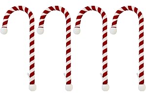 Haute Decor Candy Cane Stocking Holder (Velvet 4-Pack) - Lightweight Christmas Stocking Hanger, Holds up to 10 pounds