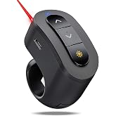 Rechargeable Finger Ring Wireless Presenter Clicker for PowerPoint, Keynote, Mac, Laptop - USB Presentation Remote with 2.4GHz RF