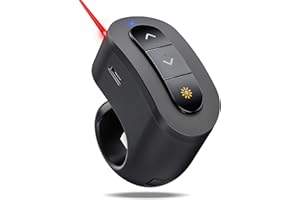 Rechargeable Finger Ring Wireless Presenter Clicker for PowerPoint, Keynote, Mac, Laptop - USB Presentation Remote with 2.4GH