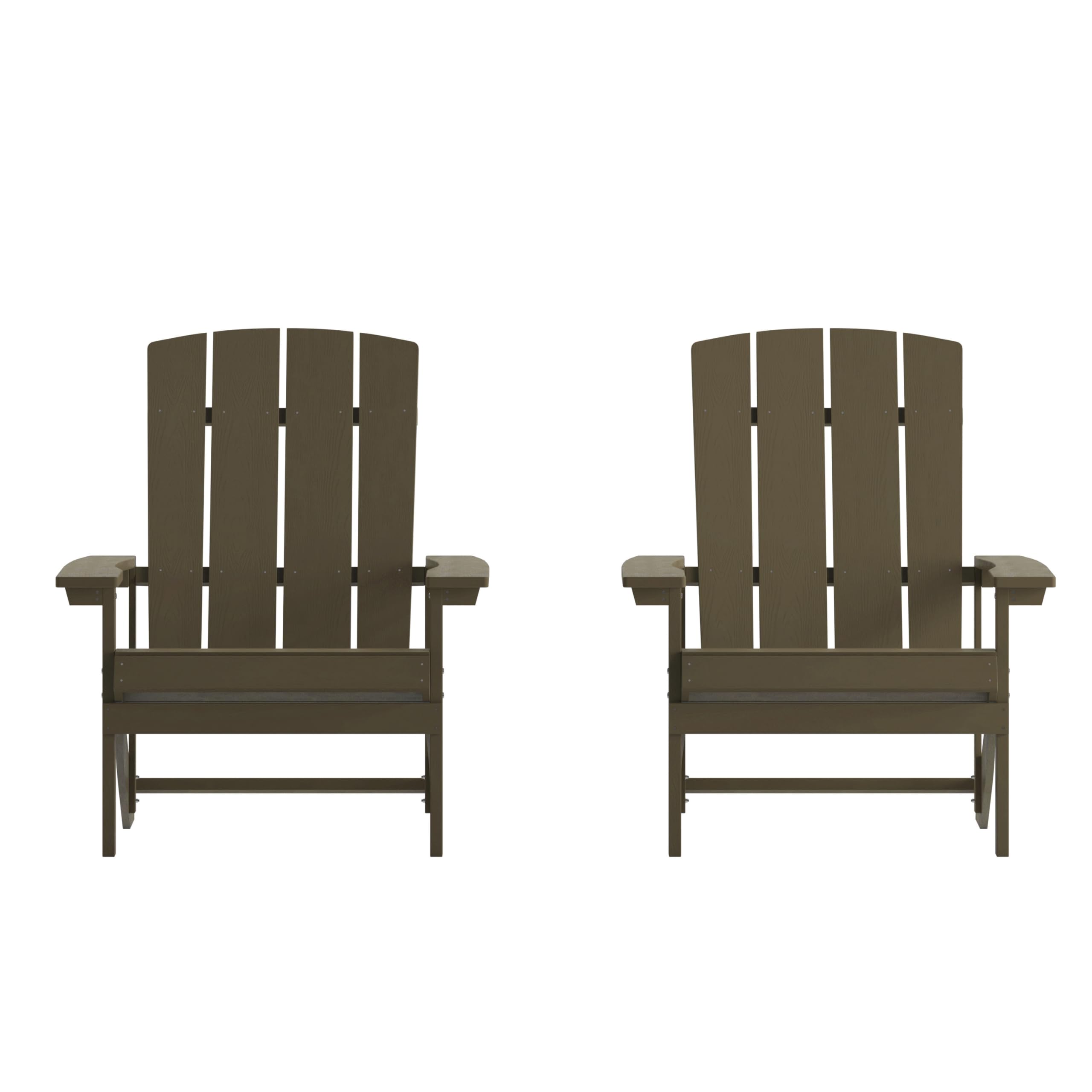Flash Furniture Charlestown Poly Resin Adirondack Chair - Mahogany - All Weather - Indoor/Outdoor - Set of 2 Image