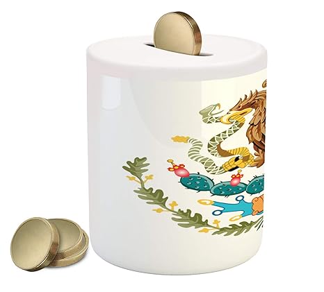 Amazoncom Lunarable Mexico Piggy Bank Mexico Coat Of Arms