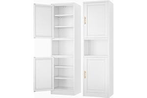 Ckzbx Tall Narrow Storage Cabinet 66.93" H Tall Bathroom Cabinets Metal Pantry Cabinet, 4 Adjustable Shelves for Kitchen, Home Office, Living Room, Dinning Room (16 inches Wide White)