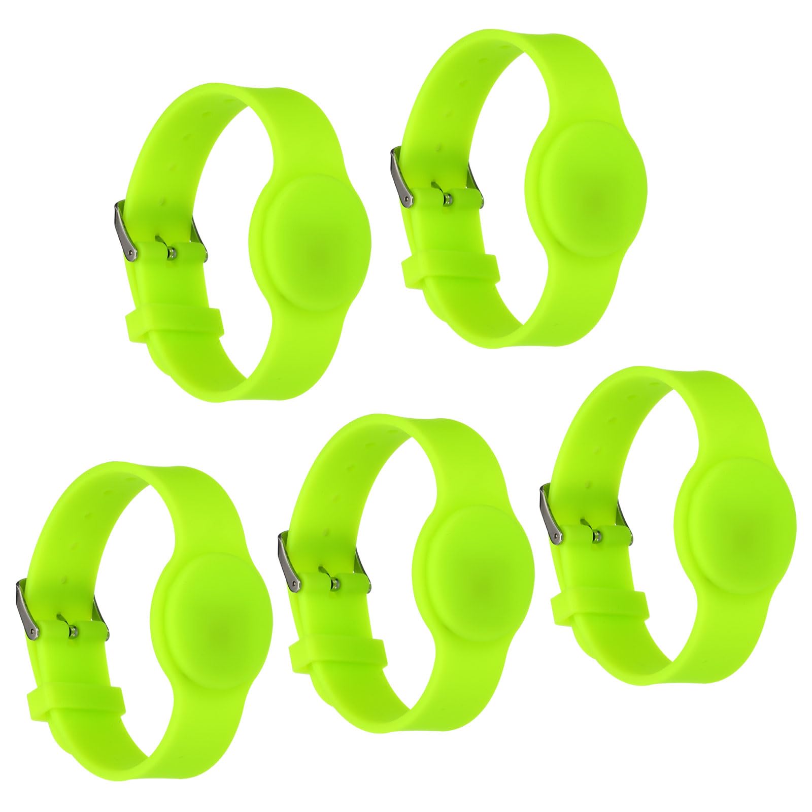PATIKIL RFID Silicone Wristband, 5 Pack 13.56MHZ Smart IC Card Bracelet Waterproof Wrist Band Access Control for Swimming Pool Bath Center Fluorescent Green