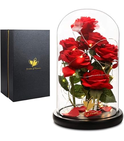 Preserved Roses In Glass Dome | 12.3 Inch Eternal Flower Gift For Women, Mom, Wife – Long Lasting Rose Display - View #5