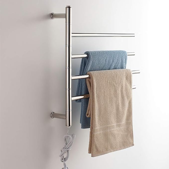 Electric Towel Warmer, 180° 304 Stainless Steel Wall Mounted Heater