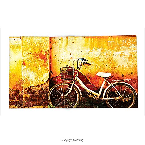 Custom printed Throw Blanket with Bicycle Decor Vintage Bike in front of A Rusty Dirty Cracked Broken Brick City Lifestyle Artsy Photo Decor Sepi Super soft and Cozy Fleece Blanket